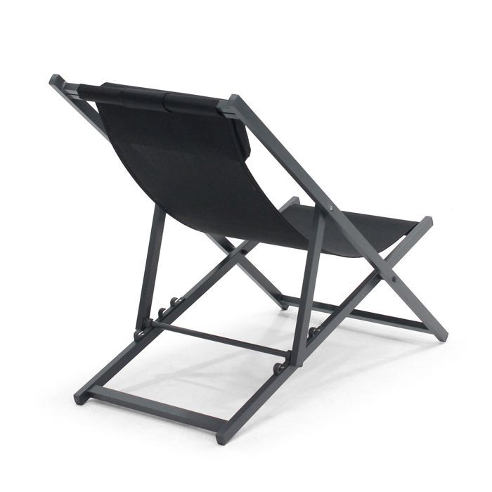 Lot de 2 transats en aluminium anthracite Santiago - Oviala