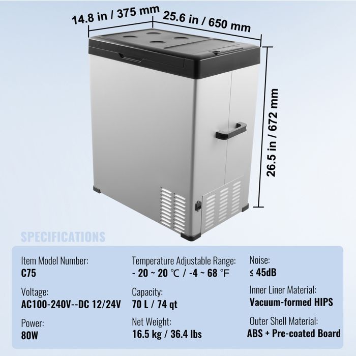 Réfrigérateur Portable - DUOKU - Modèle NL15 - 15 L - Température -20 à 20 ℃ - 12 Volts