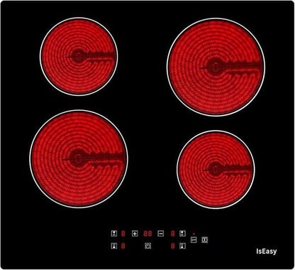 Plaque Vitrocéramique - ISEASY - 3 Feux - 5500W - Tactile - Encastrable 59x52 cm