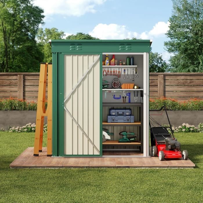 Abri de jardin - BEALIFE - Métal - Acier galvanisé - 162 x 94 x 182 cm - Vert