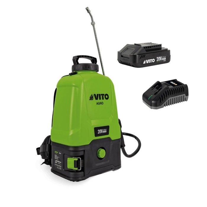 Pulvérisateur à Batterie 20V - 16L Batterie Lithium 2Ah + Chargeur Végetaux jardin toitures VITO
