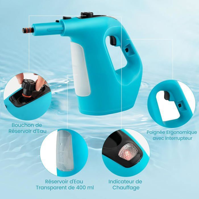 Nettoyeur Vapeur à Main 1500W Punaises de Lit COSTWAY-Réservoir 400 ml-2 Bar-14 Accessoires-125 ℃-Verrou de Sécurité Enfants-Jaune