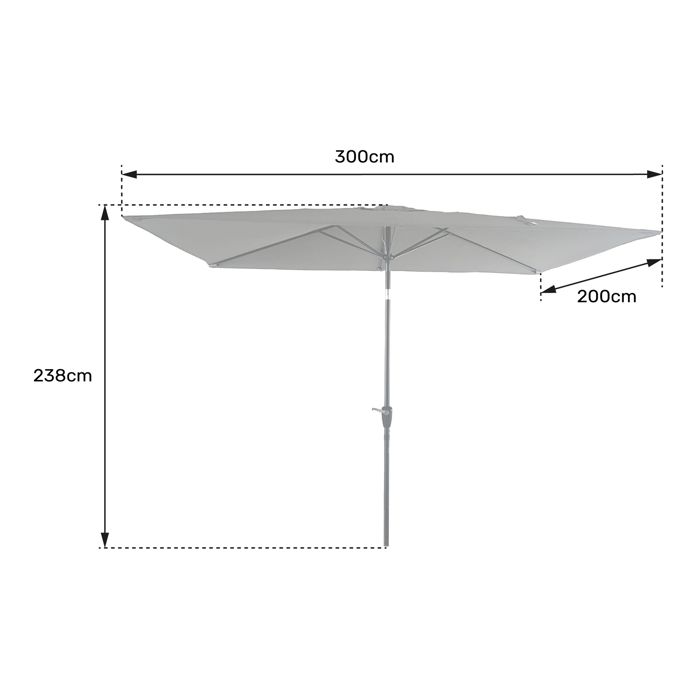 Parasol droit HAPUNA rectangulaire 2x3m taupe