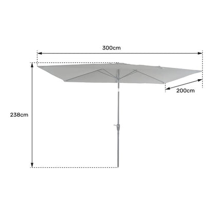 Parasol droit HAPUNA rectangulaire 2x3m taupe