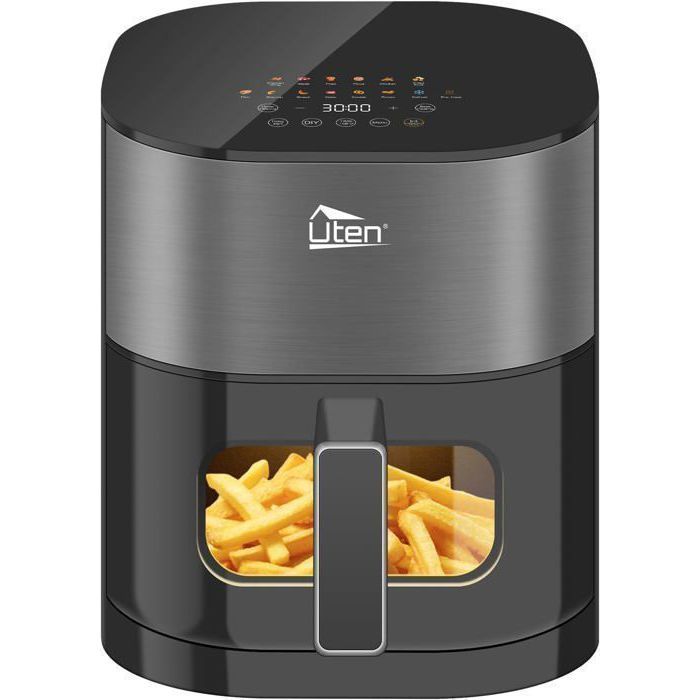 UTEN Air Fryer Sans Huile 5.5L 2000W,Friteuse à Air avec Écran Tactile LED,14 Programmes et Fenêtre Visible,Cuisson Rapide et Saine
