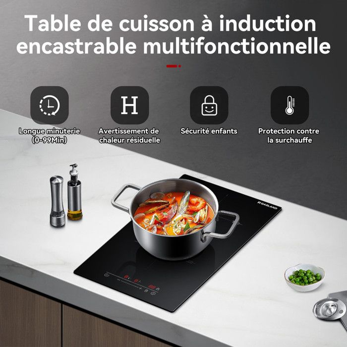 GASLAND IH30BF Plaque à Induction 30cm, Table de Cuisson Encastrable à Induction 2 Foyers 3500W