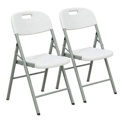 Lot de 2 Chaises pliantes blanches Plastique renforcé Chaise Camping Terrasse Réceptions KZGarden