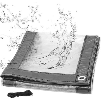 WOLTU Bâche Transparente avec Oeillets 3 x 5 m Bâche de Protection Imperméable 380g/m² PVC