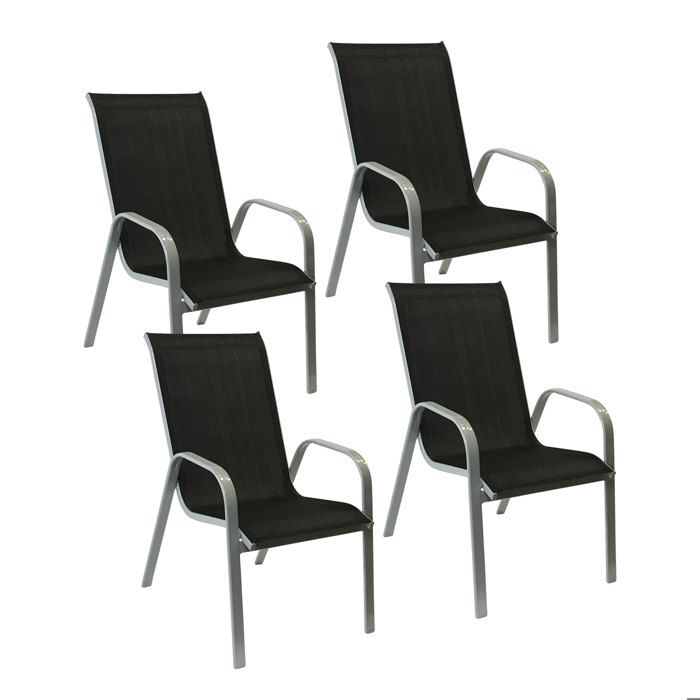 Lot de 4 chaises MARBELLA en textilène gris - aluminium gris anthracite