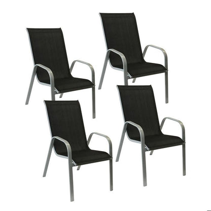 Lot de 4 chaises MARBELLA en textilène gris - aluminium gris anthracite