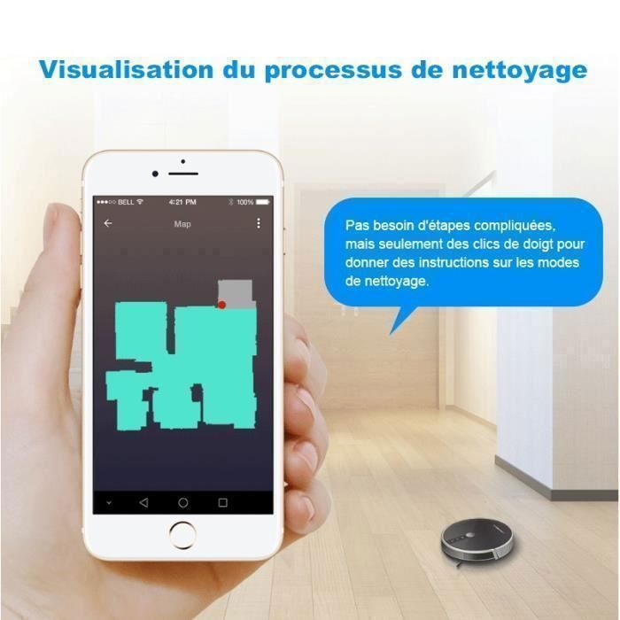 LIECTROUX C30B - Aspirateur Robot Gyro 4000Pa - 120min - APP - Brosse Centrale - Bac séparé poussière & eau - Silencieux - Animaux