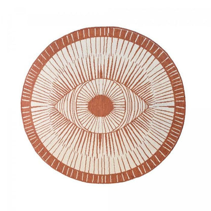 Tapis rond d'extérieur, kilim reversible Ø120cm LYN2 B ROND REVERSIBLE orange et crème