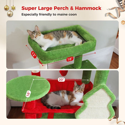 PAWZ Road Arbre à chat Design Spacieux Grande Hamac Dur Stable Avec hamac et belle maison pour chat - Cactus vert - 143 cm