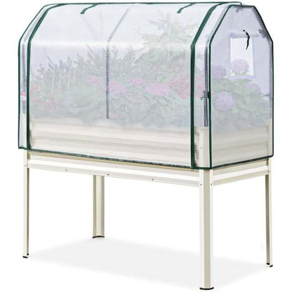 Bac de jardin surélevé en aluminium 240*100*40 cm – Anti-rouille, fond ouvert, coins arrondis, Gris, 1pc
