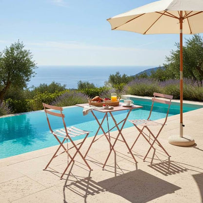 Table de jardin et 2 chaises acier 60 cm vert cactus Rome - Oviala