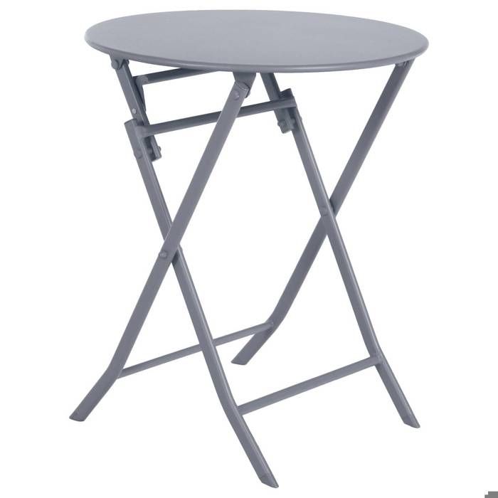 Table de jardin pliante ronde "Greensboro" vert olive 2 places en acier traité époxy - Hespéride