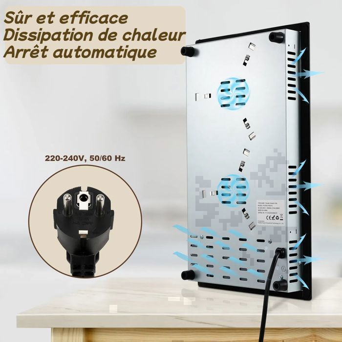 Plaque Vitrocéramique 4 Feux Encastrable,Sndoas 60cm Table de Cuisson,9 Niveaux de Puissance, Minuteur Intégré,6700W