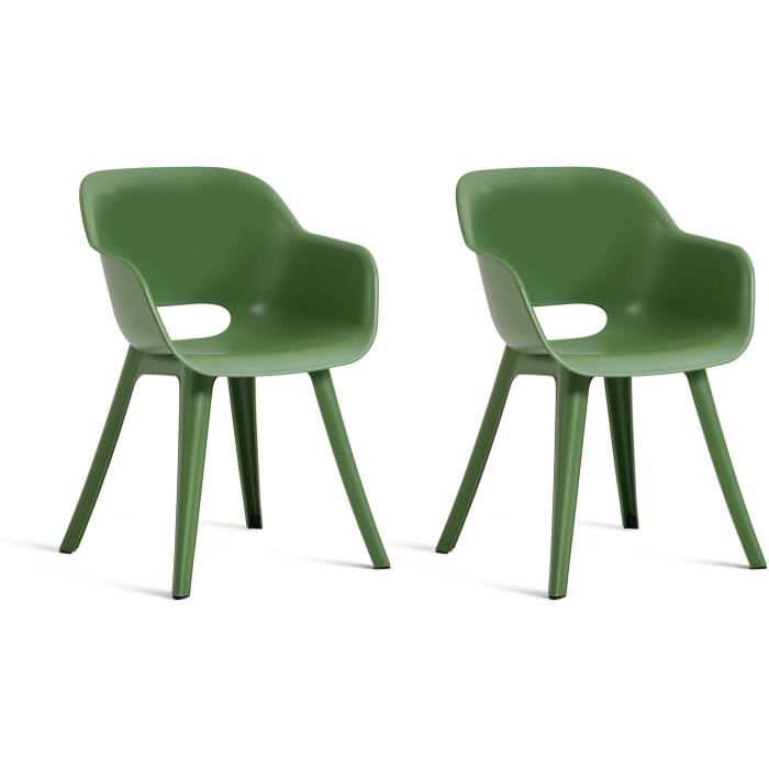Chaises de jardin - KETER - AKOLA - Lot de 2 en résine - Gris olive - Dossier ergonomique