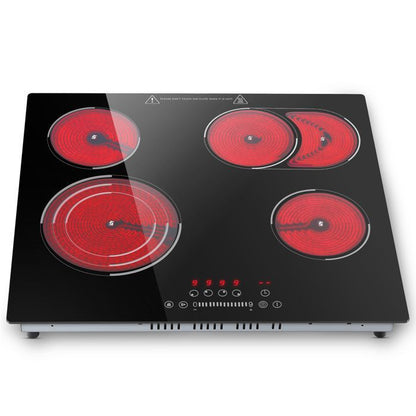 Plaque Vitrocéramique 4 Feux Encastrable,Sndoas 60cm Table de Cuisson,9 Niveaux de Puissance, Minuteur Intégré,6700W