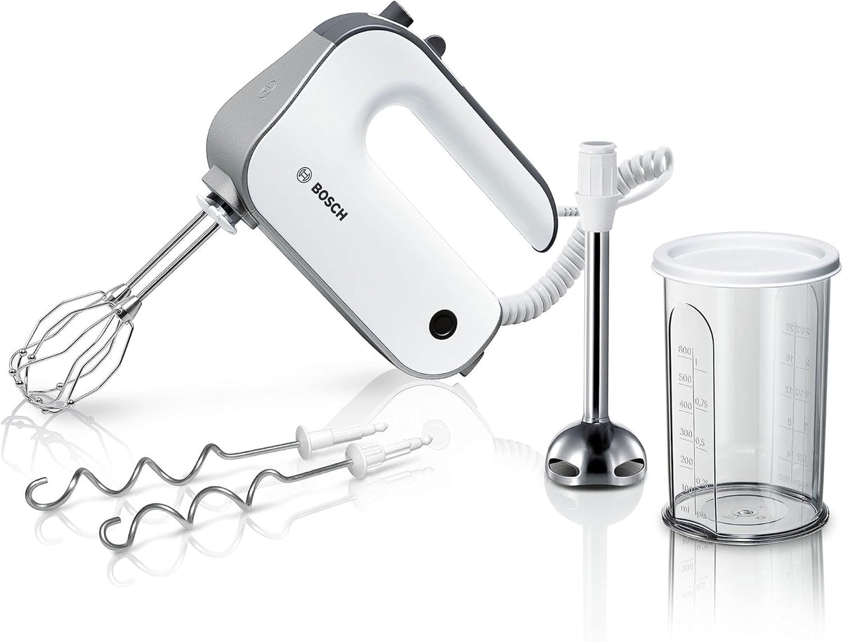 Bosch Electroménager - MFQ4980B Mixeur main, 5 vitesses + turbo, moteur puissant 850 W, fouets à microbilles, poignée soft touch, Noir