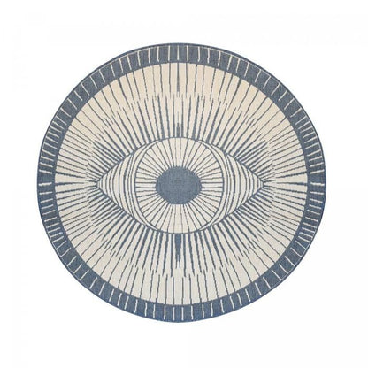 Tapis rond d'extérieur, kilim reversible Ø120cm LYN2 B ROND REVERSIBLE orange et crème