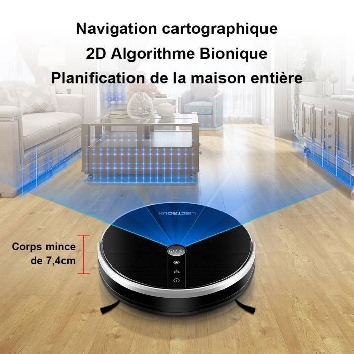 LIECTROUX C30B - Aspirateur Robot Gyro 4000Pa - 120min - APP - Brosse Centrale - Bac séparé poussière & eau - Silencieux - Animaux