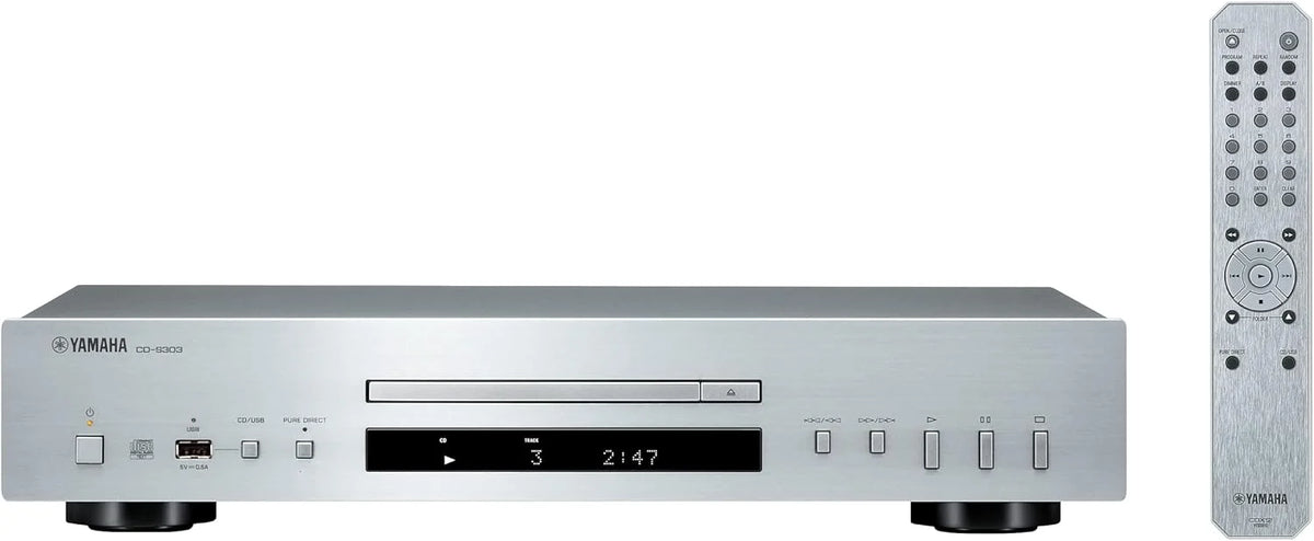Yamaha CD-S303 lecteur CD avec Convertisseur Numérique-Analogique haute performance 24 bits/192 kHz, mode Pure Direct, Port USB, compatible Hi-Res Audio, Argent
