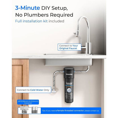 Waterdrop 10UB Système de Filtre à Eau Sous Évier avec Robinet Dédié, 11K Gallons de Filtration D'eau de Grande Capacité