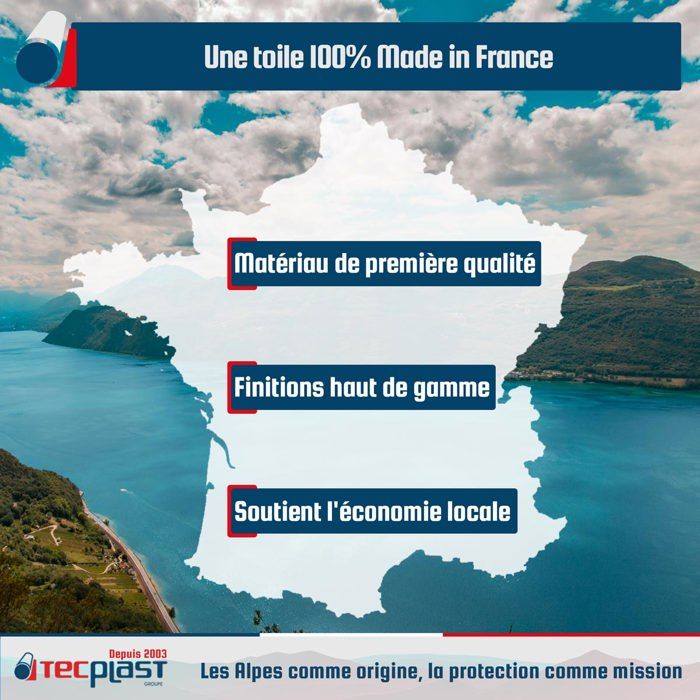 TECPLAST Toile Pergola Ivoire 2x2,5 m XP640PR - Garantie 10 ans - Bâche Pergola ou Tonnelle étanche en PVC - Made in France