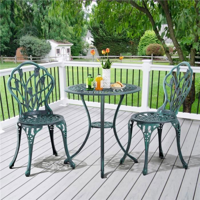 Ensemble Salon de Jardin Balcon Bistro - Yaheetech - Table 59x67 cm - Chaise 44x85,5 cm - Alliage d'aluminium