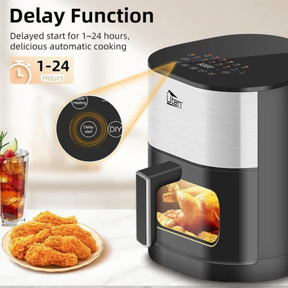UTEN Air Fryer Sans Huile 5.5L 2000W,Friteuse à Air avec Écran Tactile LED,14 Programmes et Fenêtre Visible,Cuisson Rapide et Saine
