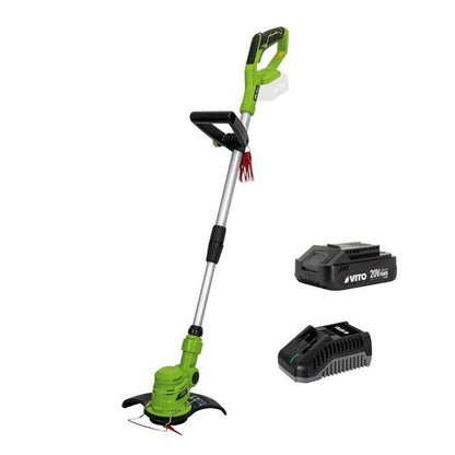 Coupe Bordure sans fil 20V + 2 Batteries 2AH + Chargeur + Jeu de 20 lames coupantes VITO