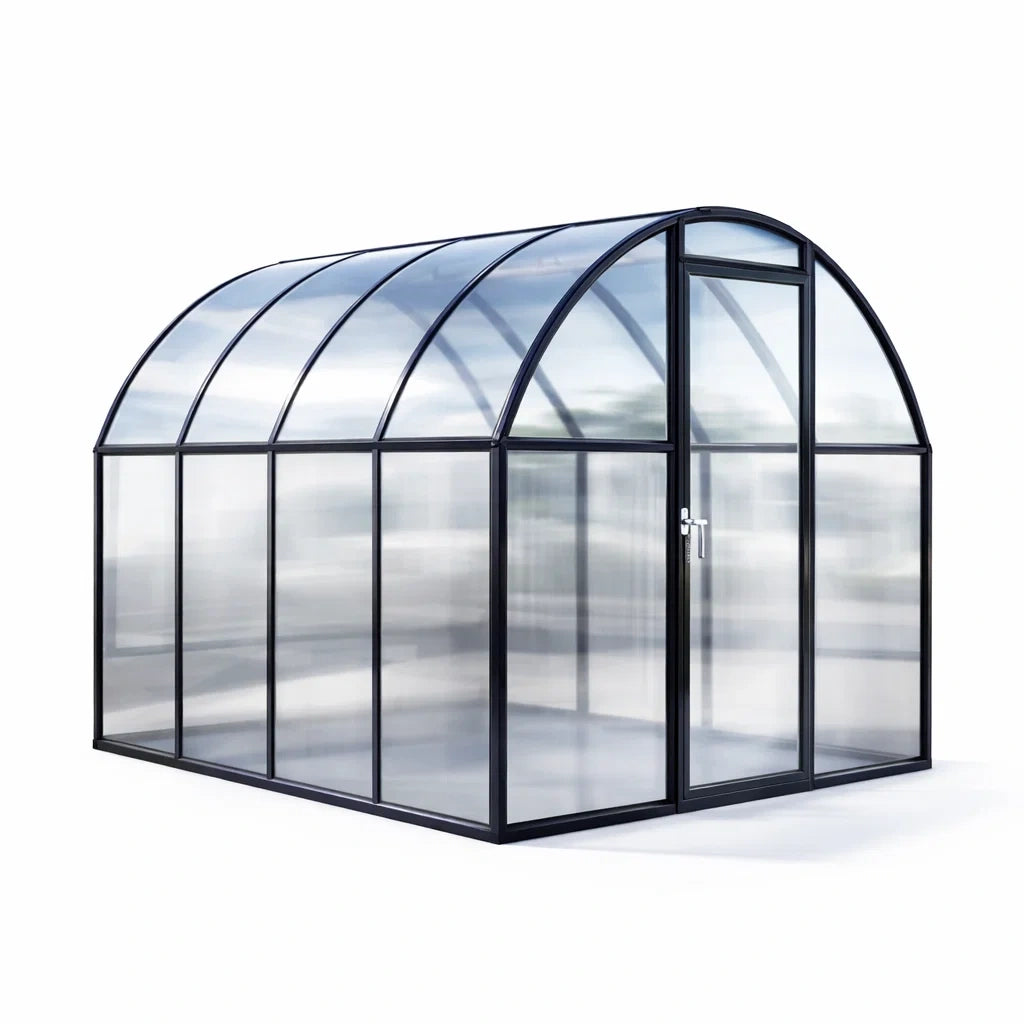 Serre en polycarbonate avec cadre en aluminium noir(Transparent/Noir)
