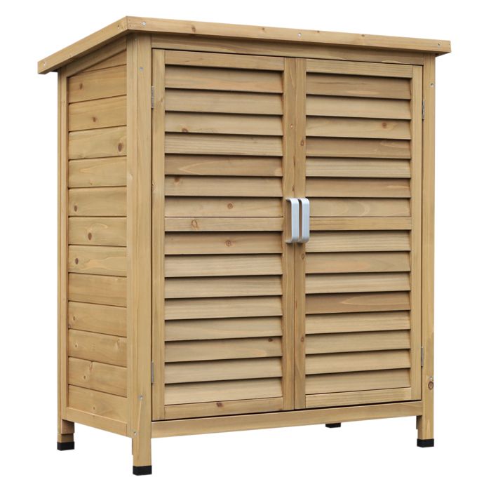 Armoire de jardin - Outsunny - abri remise outils sur pied étagère portes persiennes toit bitumé - bois - 87x46,5x96,5cm - jaune
