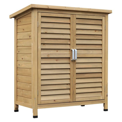 Armoire de jardin - Outsunny - abri remise outils sur pied étagère portes persiennes toit bitumé - bois - 87x46,5x96,5cm - jaune