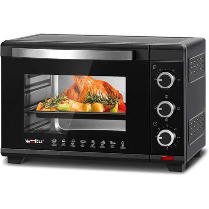 Four à Pizza WOLTU - 28L - 1600W - 100-230°C - Minuterie 0-60 min - Noir