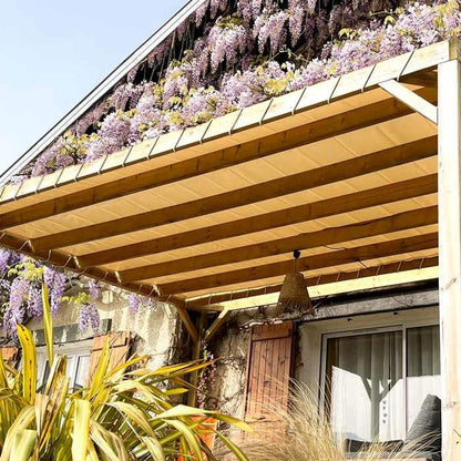 TECPLAST Toile Pergola Blanc Crème 2,5x3,5 m LP640PR - Garantie 8 ans - Bâche Pergola ou Tonnelle étanche en PVC pour terrasse
