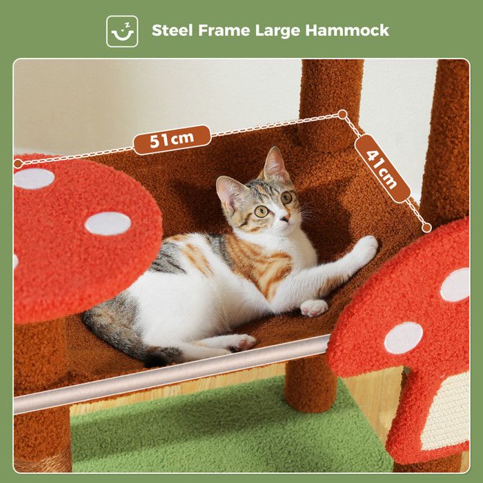 PAWZ Road Arbre à chat Design Spacieux Grande Hamac Dur Stable Avec hamac et belle maison pour chat - Cactus vert - 143 cm