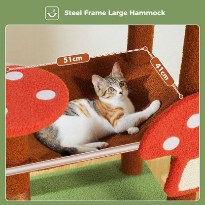 PAWZ Road Arbre à chat Design Spacieux Grande Hamac Dur Stable Avec hamac et belle maison pour chat - Cactus vert - 143 cm