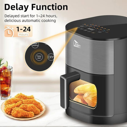 UTEN Air Fryer Sans Huile 5.5L 2000W,Friteuse à Air avec Écran Tactile LED,14 Programmes et Fenêtre Visible,Cuisson Rapide et Saine