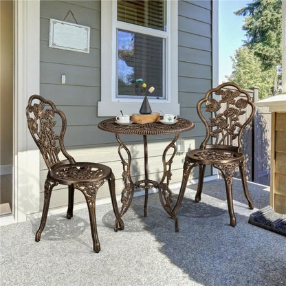 Yaheetech Ensemble de Table et Chaise Salon de Jardin Balcon Kit de Bistro 2 Chaise 1 Table en Alliage Aluminium Bronze