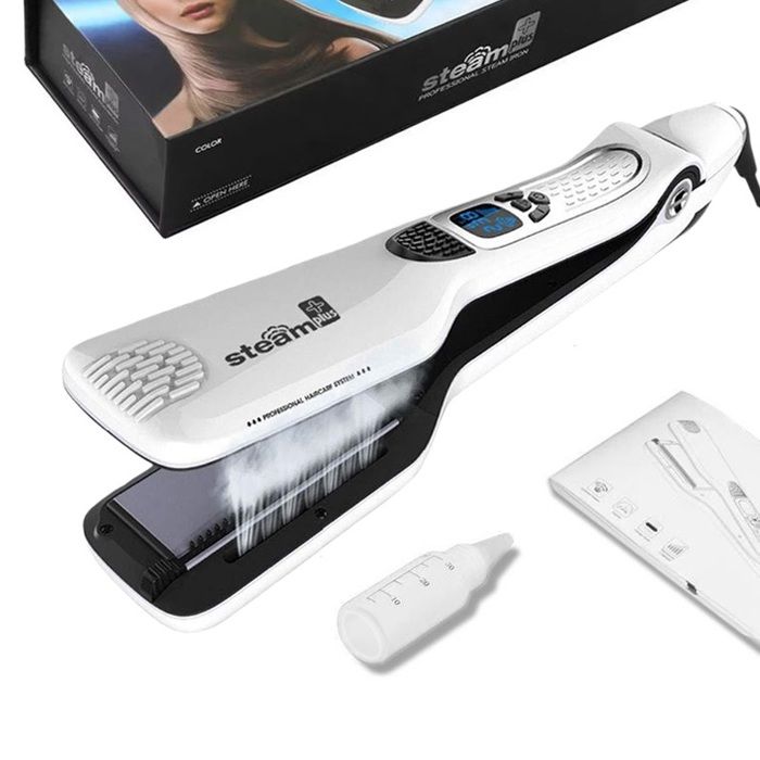 Lisseur vapeur-Plaques en Céramique extra larges，5 vitesses - alimentation rotative 360°-Jusqu'à 230°C-Pour Tous Types de Cheveux