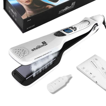 Lisseur vapeur-Plaques en Céramique extra larges，5 vitesses - alimentation rotative 360°-Jusqu'à 230°C-Pour Tous Types de Cheveux