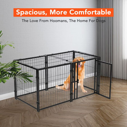 Cage pour Chien 42 “, Double Porte de Sécurité, Séparateur Amovible, Plateau Inclus, Cage Pliable, Voyage avec Chien, Noir