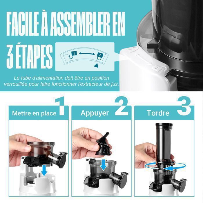Extracteur de Jus - VENTRAY - Ginnie - Compact - 100 Watt - Rose vif