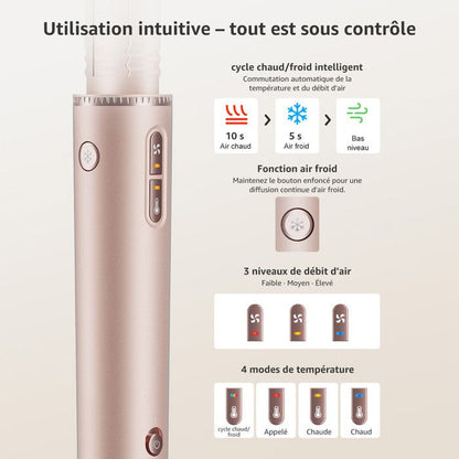 Brosse Soufflante Multifonction à haute vitesse 7 en 1 1400W | Ionique & NTC | Lisseur & Boucleur Auto | 12 Modes | Or Champagne