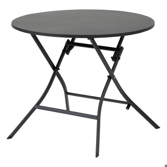 Table de jardin pliante ronde "Greensboro" vert olive 2 places en acier traité époxy - Hespéride