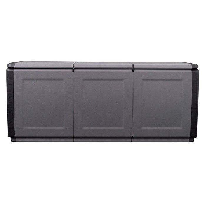 Coffre de rangement 330L Gris/Noir 138 x 53 x H57cm Poignées de transport polypropylène INTEC