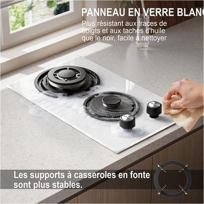 Plaque à Gaz - ISEASY - 5 Brûleurs - Verre Trempé - Encastrable - Gaz Naturel/Propane/Butane