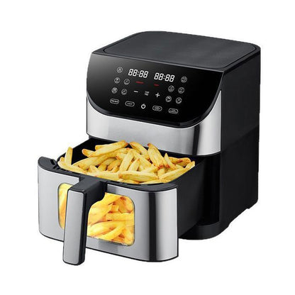 10 en 1 Friteuse sans huile 8L Professionnel - 10 Programmes - Avec Fenêtre visible et Ecran tactile - Noir